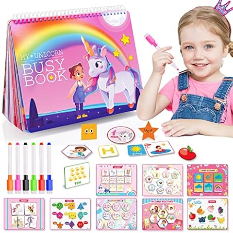 Gralal Busy Book, Unicorn Gifts for Girls Montessori Toys for 2 3 4 5 Year Olds Girl Gifts Age 2 3 4 5 Gifts for 2 3 4 5 Year Old Girl Christmas Xmas Gifts for Kids Cover