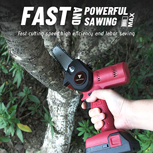 Loggers Art Gens Upgrade Mini Chainsaw 4-Inch Cordless Electric Hand Chain Saw with Brushless Motor Higher Power and Safer Protable Chainsaw for Tree Branch Wood Cutting - Red 680w - Thumbnail 7