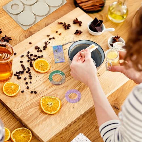 Image of Round Wax Sachet Mould Silicone Aroma Ring Tablets Mold Resin Bookmark Moulds Epoxy Pendant Crafts Fondant Jewelry Keychain Molds Wax Melts (ASM118)