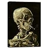 Skull of a skeleton with burning cigarette 1886 by vincent van gogh canvas prints wall art pictures reproductions artwork paintings poster with frame home decor ready to hang 20 x 28  urban country home decor