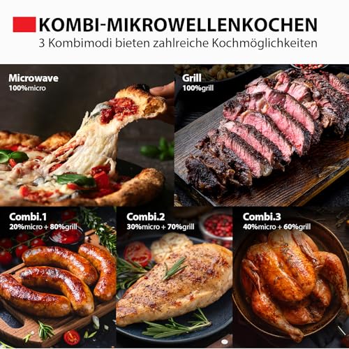 Toshiba MW2-MG20PE(BK) Mikrowellenherd 700 W mit knuspriger Grill- & Kombigarfunktion, 5 Leistungsstufen, 1000 W Grillleistung, Schwarz – Bild 5