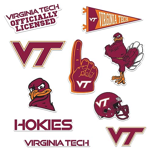 Image of Virginia Tech Hokies 9ct Mixed Logo and Mascot Vinyl Sticker Pack for Laptop Water Bottle Tablet Scrapbooking Skateboard Indoor Outdoor Decals