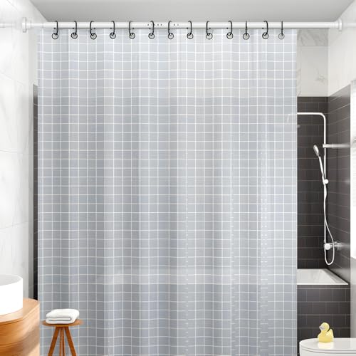 Image of MEXAU White Tension Curtain Rod 40-78 Inch Long Tension Rod 1.26 inch Spring Tension Curtain Rod Adjustable Curtain Rods No Drilling Tension Shower Rod Curtain Tension Rod for Bathroom Windows Doorways