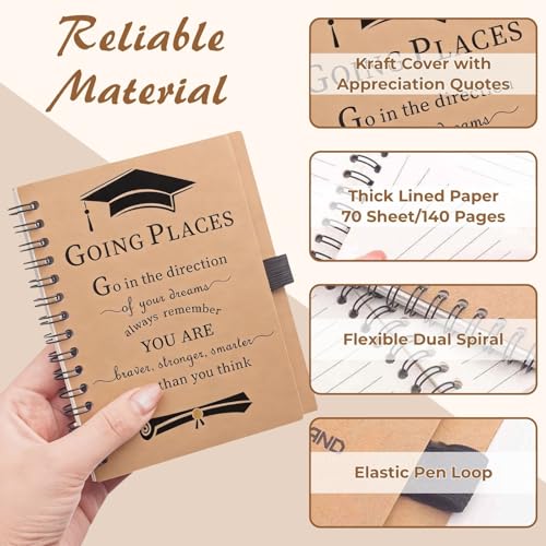 Atarvana 4pcs Graduation Gifts Class of 2026 for Him Her, Inspirational Graduates Present Set with 1pcs Motivational Spiral Notebook, Pen, Bracelet and Bookmark from Mom Dad — view 3