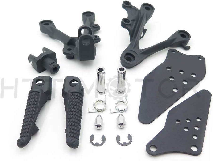 For 2009-2011 Kawasaki ZX-6R Silver Front Rider Foot Rest Pegs Brackets [P/N: MT390-032-BK]