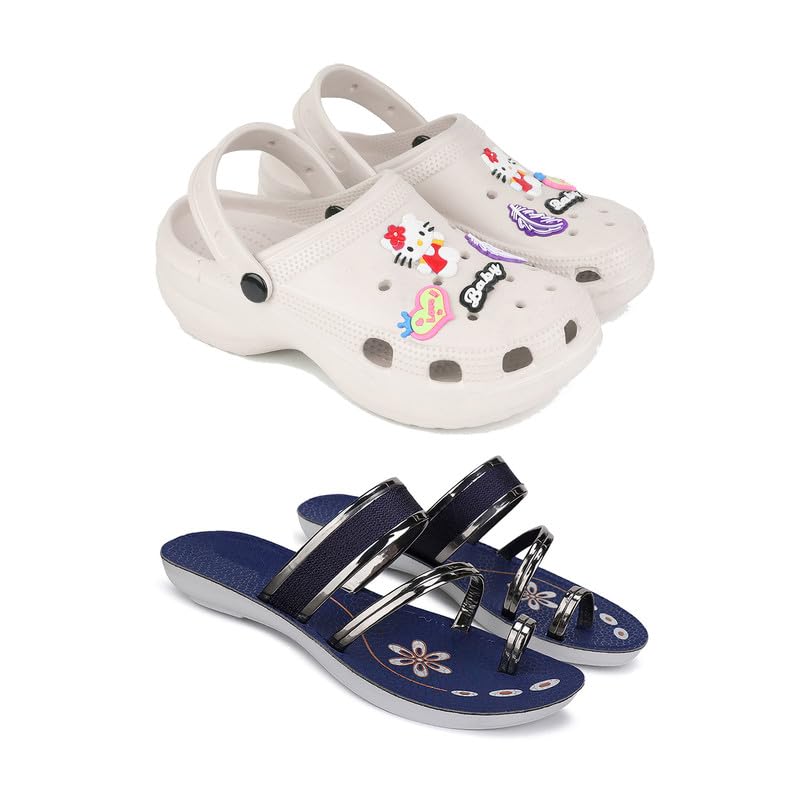 Premium Comfortable Regular Wear Women Clogs with Stylish Flats Fashion Sandal for Women's & Girls-Combo(2)-O10-1945-7 Blue(COMBO(2)-O10-1945-7_BZ)-picture-16