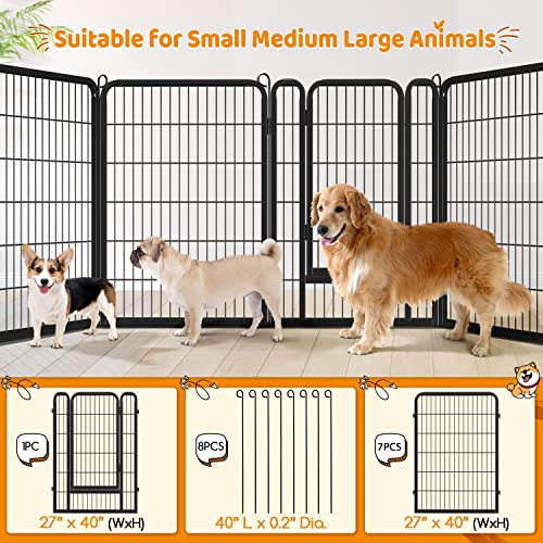 Yaheetech Dog Playpen Outdoor, 8 Panel Dog Fence 40" Indoor Pet Pen For Large/Medium/Small Dogs Heavy Duty Pet Exercise Pen For Puppy/Rabbit/Small Animals Portable Playpen For Rv Camping Garden Yard #TOP3