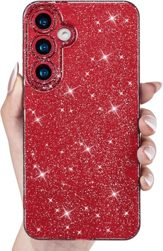 Coque paillettes Samsung S25 FE gel silicone souple vin rouge pour femme