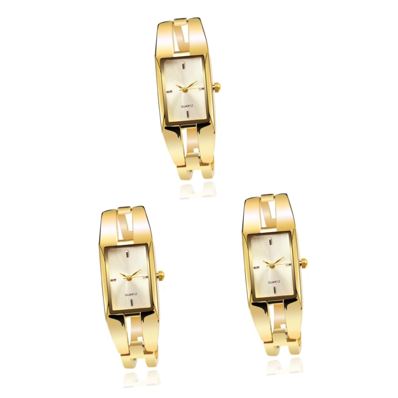 3stücke Fashion Damen Armbanduhr Quarz Mit Elegantem Goldarmband Und Weißem Stilvolle Bangle Uhr Für Für Alltag Und Besondere Anlässe