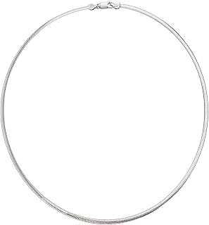 Savlano 925 Sterling Silver 3MM Italian Solid Flat Omega Chain Necklace for Women - Made in Italy Comes With a Gift Box