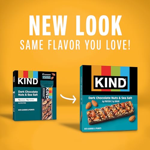 KIND Healthy Snacks Bars, Dark Chocolate Nuts & Sea Salt, Gluten Free, Low Sugar, High Fiber Snacks, 6g Protein, 36 Count - image 7