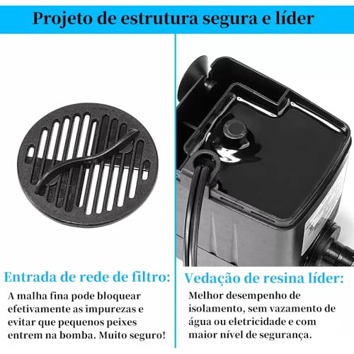 Submersible Pump for Aquarium Fountain, 25W, with 3 Adapters, Electric Cable, Ideal for Lakes and Fo