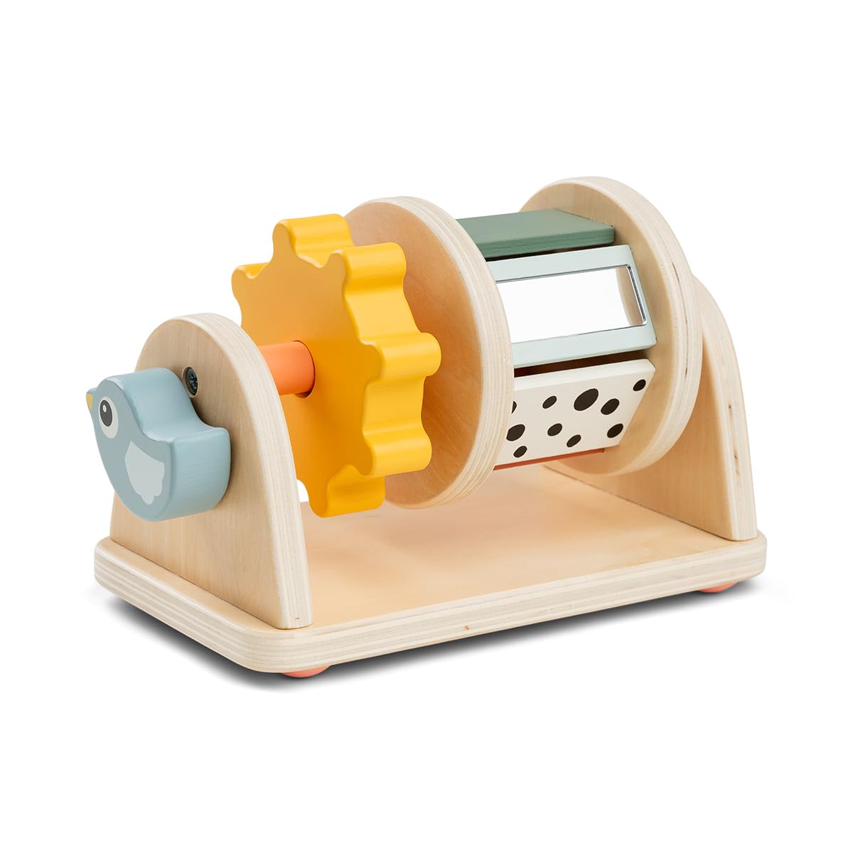 Done by Deer Activity Roll Birdee Colour Mix - Baby Montessori Motor Skills Toy for Stimulating the Sense of Touch - Wooden Toy Baby from 3 Months - Sensory Toy Baby