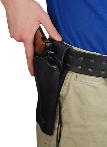 Miniatura 4 de New Barsony - Funda de piel negra para revólveres de 6 pulgadas