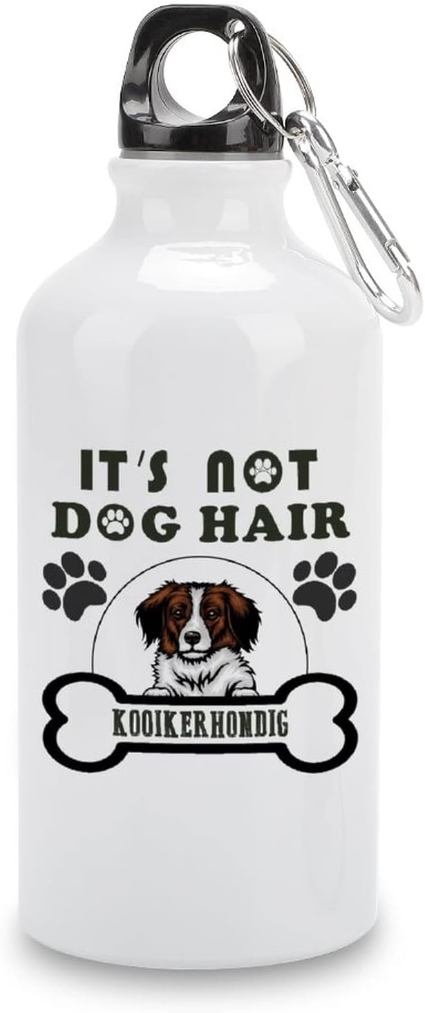 Dog Bones And Footprints Dog Paw And Bone Travel Sports Water Bottles It's Not Dog Hair Funny Quotes Aluminum Water Bottle with Carabiner Clip & Sport Top, 14 Oz