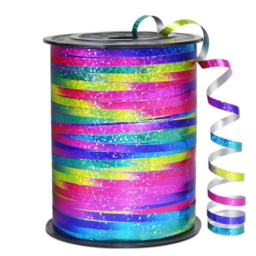 KMER LIFE Premium Rainbow Shiny Curling Shiny Ribbon, 1/5