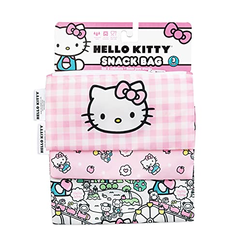 Bumkins Sandwich Bags / Snack Bags, Reusable Fabric, Washable, Food Safe, Bpa Free - Sanrio Hello Kitty (3-Pack) #TOP5
