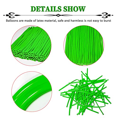 Image of Green 260 Long Thickening Balloons for Tying Balloon Arch, Twisting Latex Animals Magic Modeling Skinny Birthday Balloons for Kid's Party Wedding Decoartion 100pcs
