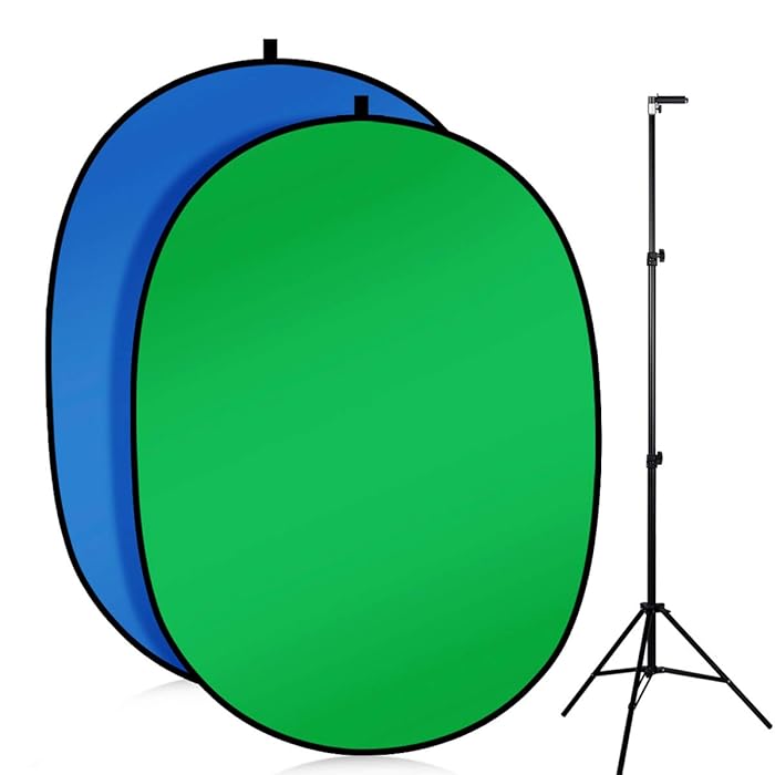 Buy 5'X7'Portable Green Screen Backdrop with Stand Blue and Green 2in