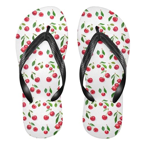 Burbuja Cherries Flip Flops for Women Men, Soft Thong Sandals Rubber Slippers for Pool Beach Essentials
