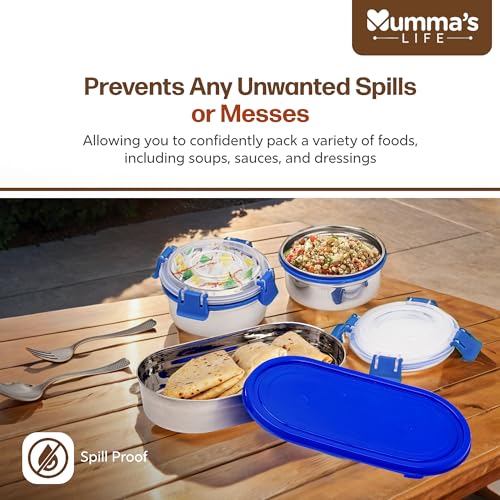 Image of Mumma's LIFE Stainless Steel Lunch Box Suitable for School, Offices and picnics(280 ML) (Black) (BEAM)