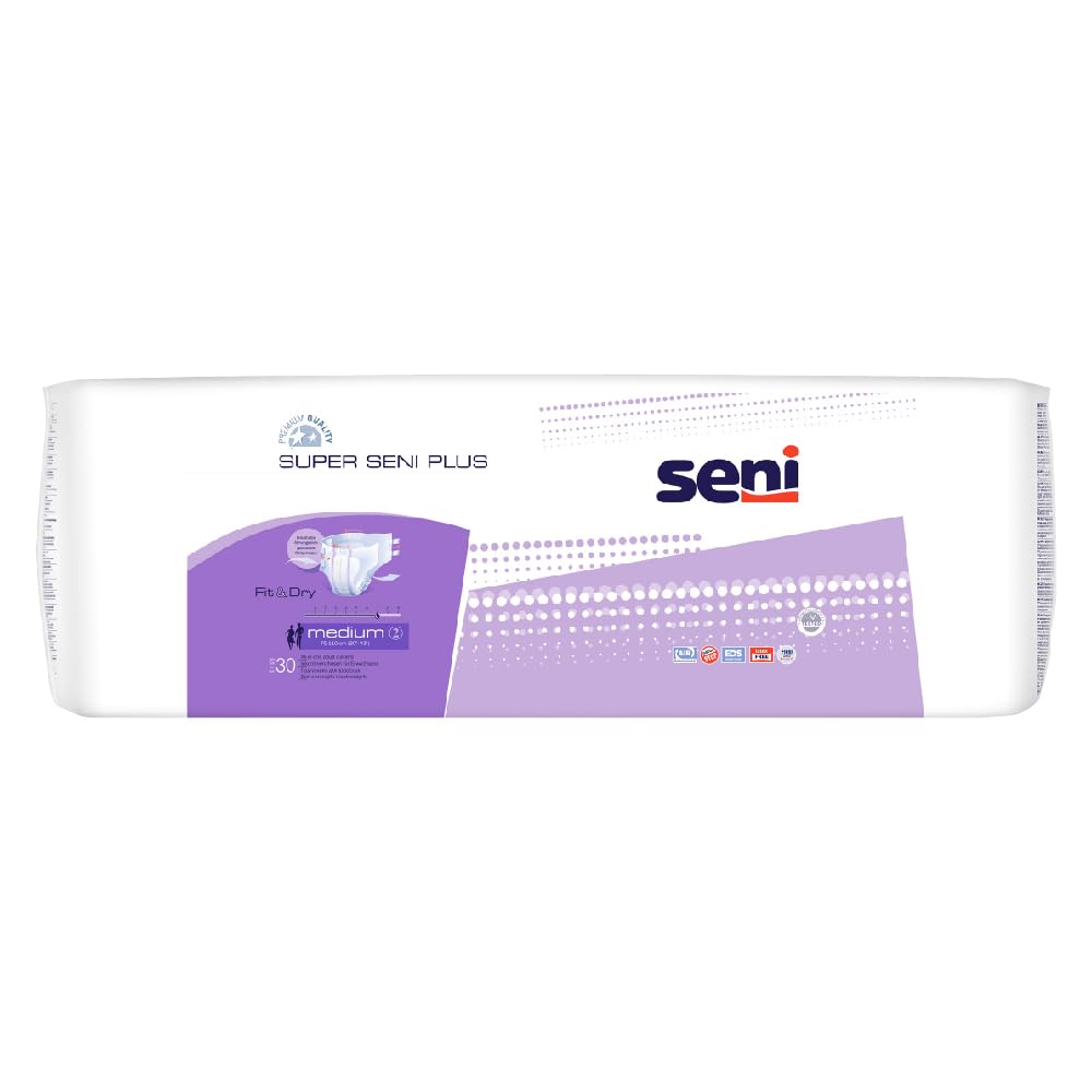 SeniSuper Plus Breathable Adult Diapers - Medium (30 Pieces)