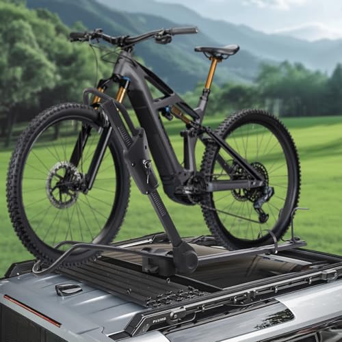 Portabici per Auto 1 Bici Universale Montaggio sul Tetto Doppia Protezione Antifurto Fissazione a 4 Punti Altezza Regolabile 75-98cm Pieghevole Senza Attrezzi Max 15kg Nero