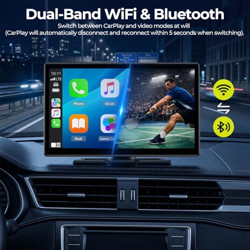 LAMTTO 9" Wireless CarPlay Screen with Net-Flix YouTube Apps Portable Car Play Screen for - image 5