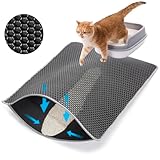 Cat Litter Mat Litter Trapping Mats, 25'x16' Cat Litter box Mat for Floor, 2 Layer Honeycomb Pet Litterbox Matt Catcher Rug, Waterproof Urine Proof, Non-Slip, Soft, Clean Easily, Small