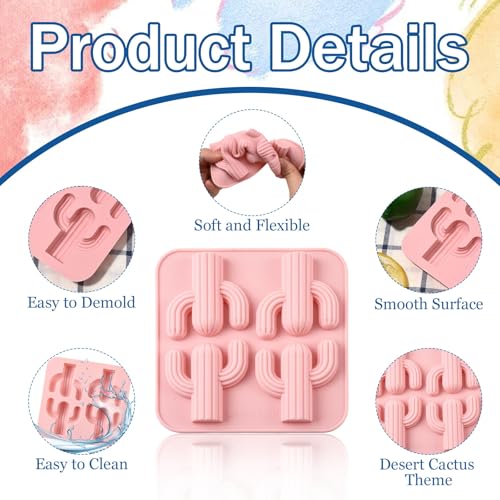 Molde para cubitos de hielo cactus 2 piezas silicona miniatura 3