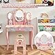 FANTASK Kinderschminktisch-Set mit Klappspiegel, rosa Prinzessinnenschminktisch mit Schminkhocker und 3 Schubladen, Schlafzimmerschminktisch Schminkschminktisch für Mädchen ab 3 Jahren