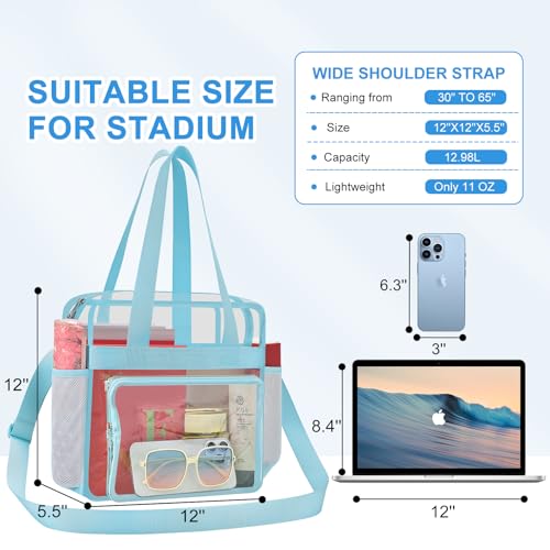 Image of Busiuw Clear Bag for Stadium Events, Stadium Approved 12x12x6 Clear Tote Bag for Sport Fan, Work Concert Travel