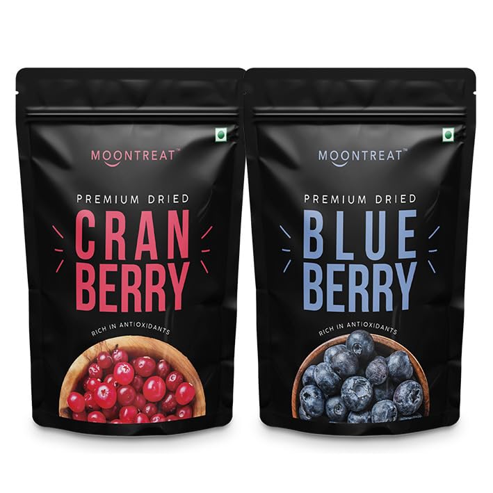 Moontreat Premium Dried Cranberries and Blueberries Combo 300 gm (Non-GMO Cranberries 150 gm & Dried Blueberries 150 gm) | Antioxidant Rich | Berries Combo | Healthy Berries | Healthy Snacks (B0CJ5S88BV) Amazon Price History, Amazon Price Tracker