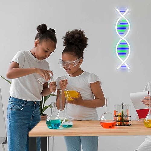 Image of DNA Double Helix Neon Signs for Wall Decor, Dimmable LED DNA Neon Light Art Wall Sign, USB Powered for Man Cave Gaming Room Bedroom Biology Science Gift Decor for Nurse Doctor Physician(4.7 * 16.1in)