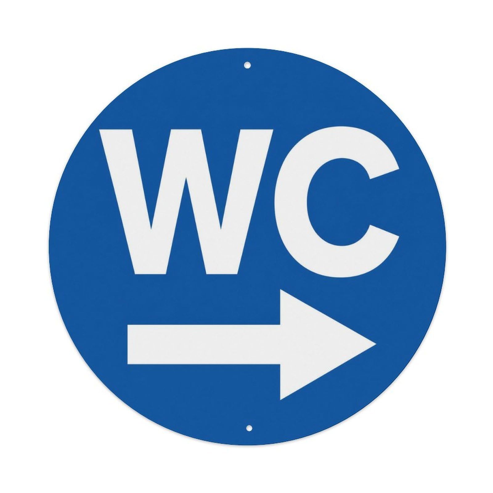 WC Blue Arrow Right Restroom Direction Notice Bold Icon Metal Tin Sign