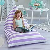 Butterfly Craze Bean Bag Chair Cover (Stuffing Not Included) – Toddler Toy Organizer – Fill with Stuffed Animals to Create a Jumbo, Comfy Floor Lounger for Boy’s or Girl’s Bedroom – Purple Stripes