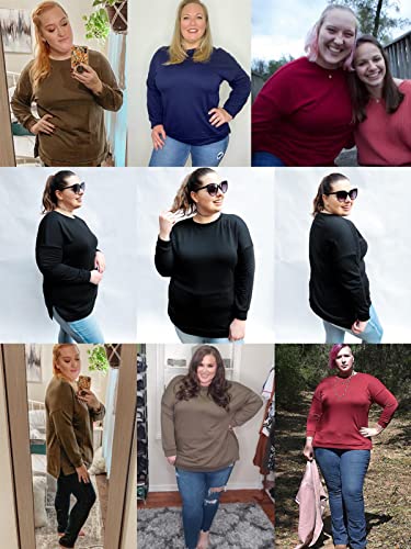 Dolnine Womens Plus Size Pullover Sweatshirts Long Sleeve Tops Fashion Tie Dye Shirts B Pink 14W #TOP2