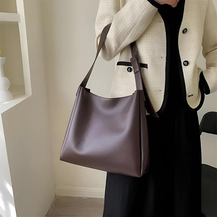Image of Tote Bags for Women, Premium Shoulder Tote | Elegant PU Leather Purse | Spacious Everyday Carry with Adjustable Strap for Office, Shopping & Travel | Black