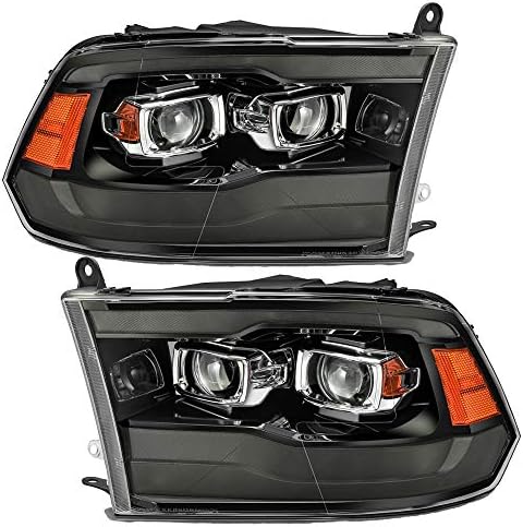 SPPC For 2009-2018 Dodge Ram Smoke Black Switchback Projector Headlights Replacement Headlamps w/LED DRL