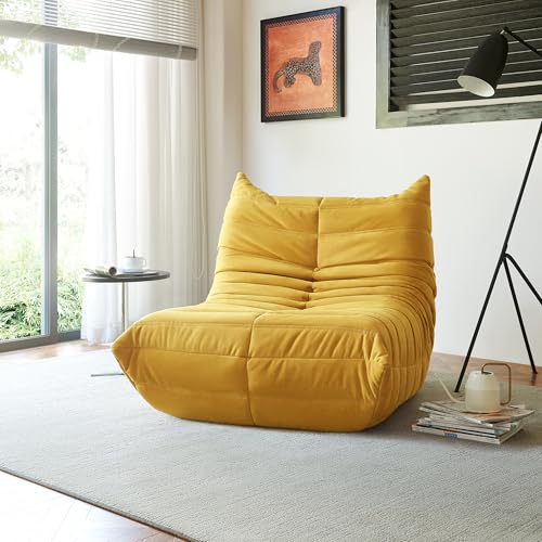 Bean Bag Chair,Fireside Chair, Lazy Floor Couch, Corner Bean Bag & Tatami Sofa for Living Room?Floor Sofa, Bean Bag Chairs for Adults,Gaming Bean Bag Chairs (Yellow)