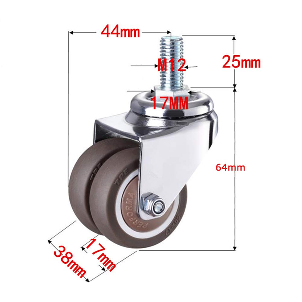 Zestaw 4 wytrzymałych kółek skrętnych - 3,8 cm (1,5") nylonowe kółka z hamulcami - trwałe i płynne łożysko do wózków meblowych i wyposażenia