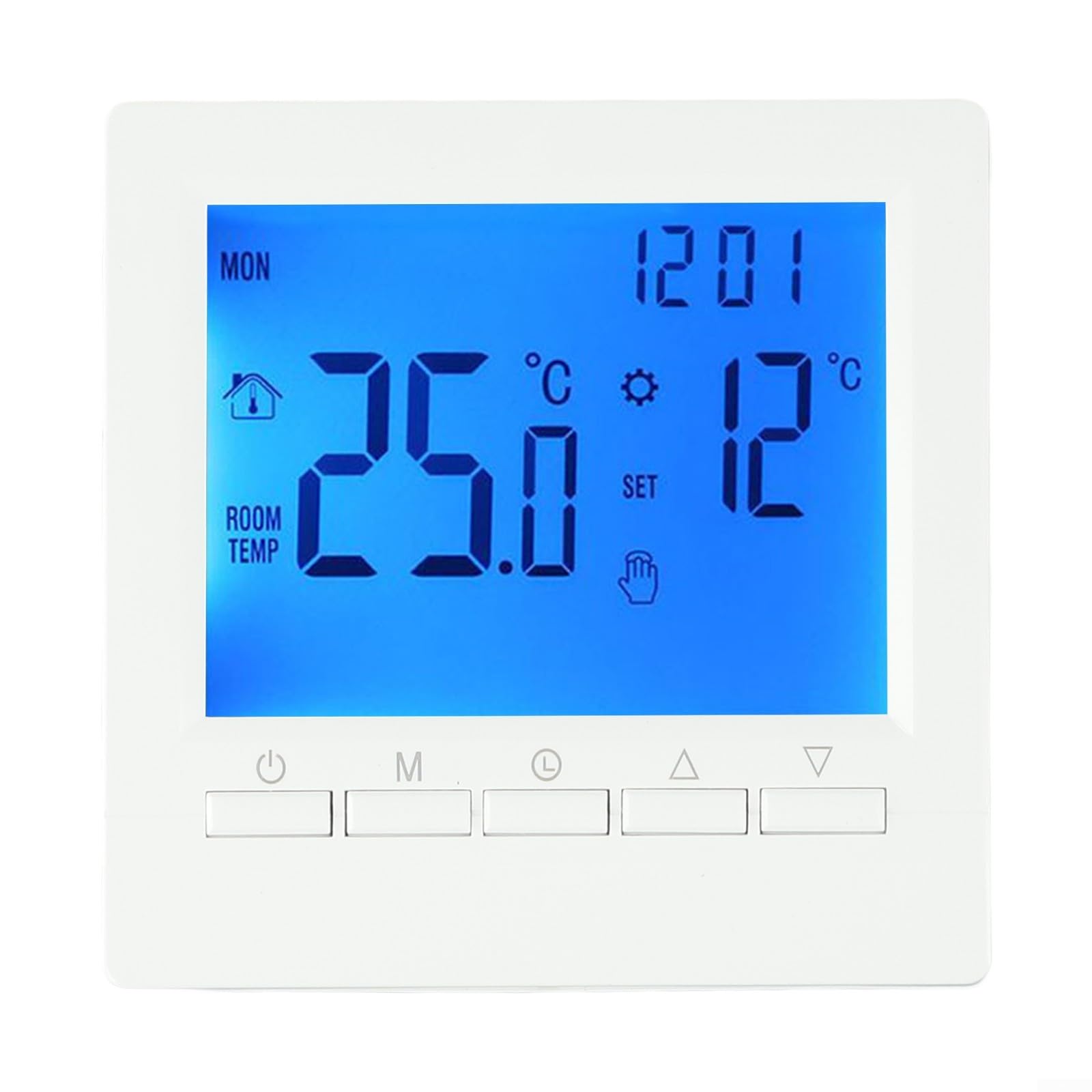 Programmable Digital Thermostat with LCD Display for Room Heating and Underfloor Heating, Battery Powered Temperature Controller with Child Lock and Function