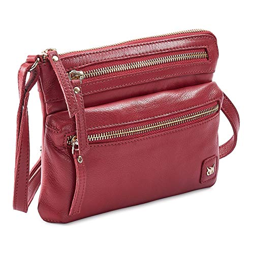 Wise Owl Accessories Small Crossbody Sling Bag Real Leather Purse for Women Crossover Trendy Shoulder Handbag