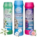 Shake and Vac Carpet Freshener | Carpet Odour Neutraliser Shake & Fresh Powder 3 x 500g Fresh Linen, Lily Blossom, Floral Garden