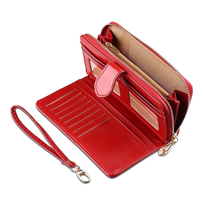 Stealodeal Red Quality Leather Womans Zipper Clutch (B0C53FVSDB) Amazon Price History, Amazon Price Tracker