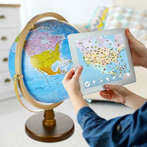 Sjsmartglobe SJE-260-GASW2 With Interactive App & Led Illuminated Constellations At Night, Us-Patented Stem Education 10 Inch World Globe thumb #3