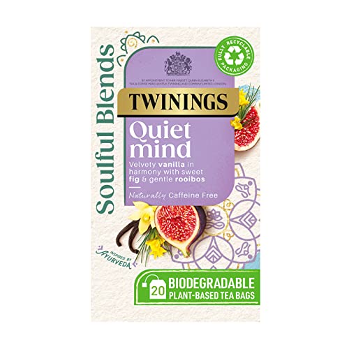 Twinings Soulful Blends Quiet Mind Inspired by Ayurveda - Velvety Vanilla Herbal Tea Infusion with Fig & Rooibos - 20 x Biodegradable Tea Bags