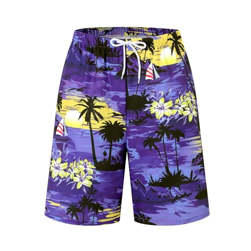 Image of Cromoncent Boy and Men Hawaiian Outfits Short Sleeve Shirts and Shorts Hawaiian Suits Beach Tropical 2 Pcs Vacation Sets