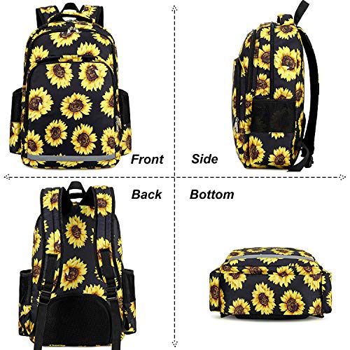 Mochila escolar para meninas Mochila escolar fofa para laptop de 15 polegadas, Girassol, 3 peças - Preto, Medium, Conjunto de mochila 4 51ZR6qR6L0L