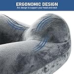 1 PcsInflatable Travel Pillows for Sleeping Airplane Inflatable Neck Pillow for Traveling Pillow Inflatable Travel Neck Pillows for Airplanes Sleeping, Train, Car, Office, with Eye Masks, Earplugs - Image 5